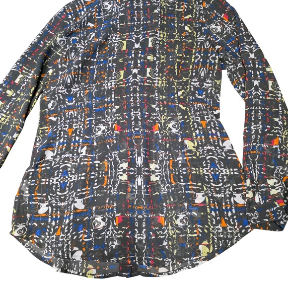 Cabi Womens Shirt Medium M Abstract Print‎ Long Sleeve Button Up Blouse Top - Picture 5 of 8